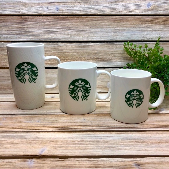 Set of 3 white Starbucks mugs - Picture 1 of 11